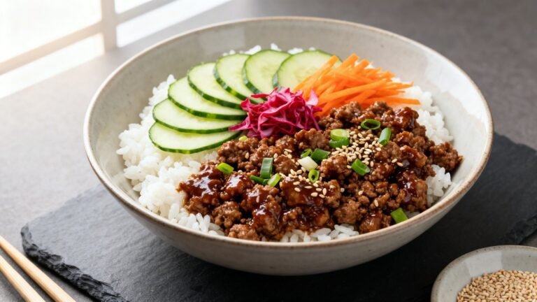 Savory Korean Ground Beef Bowl Recipe | Easy Garlic Beef Rice Bowl